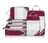Prezon Versatile 6-Set Cubos de embalaje huecos con compresión, Diseño de malla transparente, Ahorran espacio y son ligeros, Arganizador de equipaje portátil y duradero, Burdeos