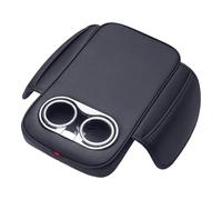 PRFGSGVBV Caja Reposabrazos Cojín para Reposabrazos Coche 2 Portavasos Y Bolsillo Lateral Funda Cuero Sintético Consola Central Almohadillas Elevadoras Reposabrazos Apoyabrazos Central(Gray)