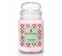 Price's Candles Soft Sakura - Vela perfumada en tarro grande, 560 g, duración hasta 130 horas, flor de cerezo, aroma afrutado y floral, cristal con tapa