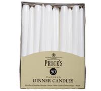 Price's Candles Tapered Dinner Candle Unwrapped 50pk White Velas, No Aplica, Blanco, 50