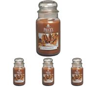Price's - Vela en tarro grande de canela - Dulce, deliciosa, fragancia de calidad - Aroma de larga duración - Hasta 150 horas de tiempo de combustión (Paquete de 4)