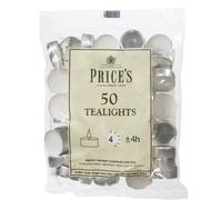 Price's Prices Patent Candles-Velas de té (50 Unidades), Color Blanco, Cerámica, 3.8cm l x 3.8cm w x 1.8cm h