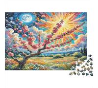 Prickly Plum Adult Jigsaw Puzzles Cherry Blossoms with Sunburst for The Whole Family Women, Gifts for Men 38x26cm/1000pcs