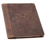 Pride and Soul 30124 - Funda de piel DIN A5 PERKINS, funda de piel para cuaderno, funda de libro de piel auténtica, cubierta de libro en marrón, cubierta con marcapáginas, 8 compartimentos para