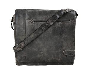 Pride and Soul Fixbag FB1147156 - Bolso Bandolera con Placa adaptadora Klickfix y Adaptador para Manillar de Bicicleta, Bolso de Hombro de Piel auténtica, Aprox. 31 x 34,5 x 9 cm, Color Negro