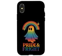 Pride & Fright Boho Rainbow Ghost Retro LGBTQ Carcasa para iPhone X/XS