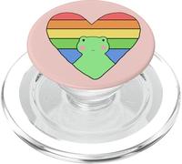 Pride Froggie Rainbow Heart LGBTQ Pastel Naranja Pálido PopSockets PopGrip para MagSafe