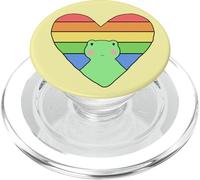 Pride Froggie Rainbow Heart LGBTQ Pastel Yellow PopSockets PopGrip para MagSafe
