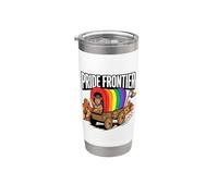 Pride Frontier LGBTQ Western Rainbow Queer Wild West Cowboy Vaso térmico de acero inoxidable de doble pared