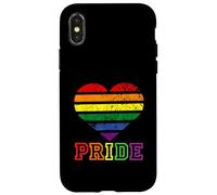 Pride Love Rainbow Heart LGBTQ Orgullosa aliada queer LGBT Carcasa para iPhone X/XS