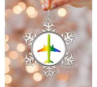Pride Parade - Adornos de metal de copo de nieve LGBT, adornos de orgullo LGBT, diseño de avión arcoíris LGBT, regalo de recuerdo para decoración del árbol de Navidad