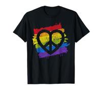 Pride Rainbow Heart Peace Women Men LGBT Love Gift Camiseta