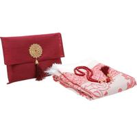 Prien Alfombra de Oración Musulmana con Cuentas, Tapete Islámico para Hombres y Mujeres, Regalos de Bayram y Ramadán, Set Islámico, Alfombra Namaz, Tasbih Musulmán (Rojo)