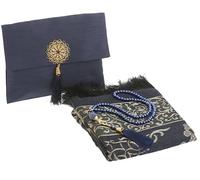 Prien Alfombra de Oración Musulmana con Cuentas, Tapete Islámico para Hombres y Mujeres, Regalos de Bayram y Ramadán, Set Islámico, Alfombra Namaz, Tasbih Musulmán (Azul Marino)