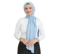 Prien Hijab para Mujeres Bufanda de Viscosa Ligera Hijabs Musulmanes Chal Largo Bufandas Islámicas Pañuelo de Seda de Turquía para Mujeres, azul claro, Talla única
