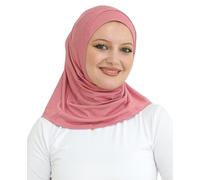 Prien Hiyab deportivo instantáneo para mujer, turbante de algodón musulmán, bufanda suave para la cabeza, ropa de oración hiyabs lista para usar, ropa islámica, Rosa Polvoriento, Talla única
