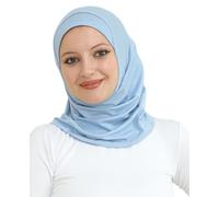 Prien Hiyab deportivo instantáneo para mujer, turbante de algodón musulmán, bufanda suave para la cabeza, ropa de oración hiyabs lista para usar, ropa islámica, Azul/claro, Estandar