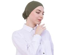 Prien Hiyab suave para mujer, gorro islámico de algodón, bufanda musulmana, gorro interior para oración, turbante Ramadán, Caqui, Talla única