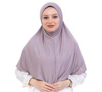 Prien Ready Hijab - Turbante instantáneo musulmán de una pieza, bufanda de cabeza larga fácil de llevar, ropa turca islámica para Abaya, Mink ligero, Talla única