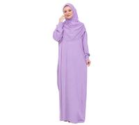 Prien Ropa De Oración Con Hijab Para Mujeres, Algodón Musulmán Abaya Para Mujeres, Suave Pañuelo De Oración Vestido De Oración, Elegante Turco Islámico Eid, Ramadán, Umrah, Hajj, morado, Talla única