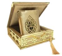 Prien Terciopelo Corán Islam Tesbih, Regalos islámicos para Eid Ramadán, Elegante caja portátil, decoración del hogar musulmana con mujeres, Corán, oración, Umrah (dorado)