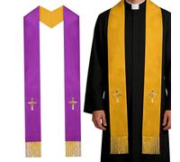 Priest Stole,with Tassel Double Sided Embroidery Unisex Church Supplies - Minister Clergy Church Stoles - for Wedding Baptism Funeral Confirmation