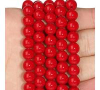 PRIHET Cuentas de Coral Rojo de Piedra Natural, Espaciador Suelto Redondo, Cuentas de Coral de imitación para fabricación de joyería, Pulsera DIY Hecha a Mano, 12mm, Aproximadamente 28 Uds.