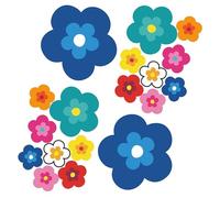 Pril Blumen - Juego de 18 pegatinas para coche, diseño retro de los años 70, diseño hippie, resistente a los rayos UV y a la intemperie, resistente a los túneles de lavado, color azul tradercat
