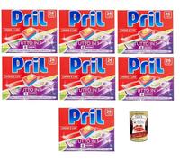 Pril - Detergente completo todo en 1 limón y lima, pastillas para lavavajillas, detergente completo ya a 40°, 8 acciones, 7 x 26 pastillas + Polpa italiana Gourmet 400 g