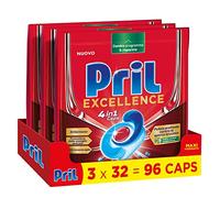 Pril Excellence 4 en 1 Caps, Detergente Lavavajillas en Caps de disolución rápida, formato de 32 x 3 (96 cápsulas)