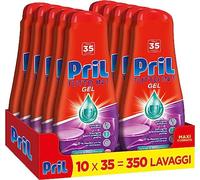 Pril Gel All in One Higiene - Detergente para lavavajillas líquido con bicarbonato - Multi-acción Sucio Difícil, paquete de ahorro de 10 botellas de 35 lavados (350 lavados)