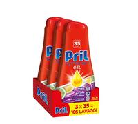 Pril Gel todo en uno, limón y lima, detergente para lavavajillas líquido multiacción sucia difícil, 3 paquetes x 35 lavados (105 lavados)