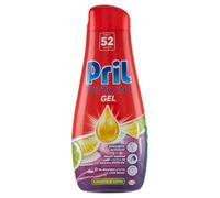 Pril Gel todo en uno, limón y lima, detergente para lavavajillas líquido multiacción sucia difícil, paquete de 52 lavados