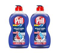PRIL Kraft Gel Ultra Plus (2 x 450 ml), detergente para lavavajillas a mano con la máxima fuerza desengrasante para platos limpios incluso en agua fría, elimina incluso 48 horas de secado