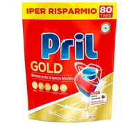 Pril Pril Tabs Gold 12 Acciones, detergente para lavavajillas, limpia a fondo incluso los residuos obstinados, paquete de 80 tabletas - 1520 g