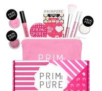 Prim and Pure Juego de regalo de maquillaje para niños, plantilla, sombra de ojos Biogliter, brillo de labios y bolsa de cosméticos, accesorios de cepillo de maquillaje con espejo (unicornio rosa)