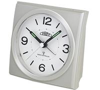 Prim Despertador inalámbrico con fluidez, Despertador de plástico, Blanco y Perla, Refuerzo de Alarma, Alarma repetitiva, función de luz, Movimiento de Cuarzo, Funcionamiento preciso y silencioso