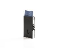 PRIMØ germany® Slim Wallet Swipe con Bolsillo para Monedas y protección RFID y Funda de Cuero Genuino I para Hombres y Mujeres I Case en Plata I Cuero Negro