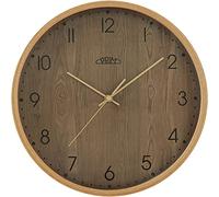 Prim Reloj de Pared de Madera en Bonitos Colores, marrón y Madera Oscura, Movimiento de Cuarzo, Cristal y Madera, diámetro de 305 x 40 mm, Estilo Moderno, Material Natural, para salón, Dormitorio,