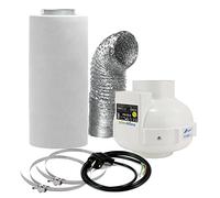 Prima Klima Ventilador Extractor 12,7 cm de diámetro, 230/360 m3/h Kit completo de Control de Olores con filtro de carbón, ideal para invernaderos