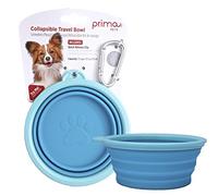 Prima Pet Expandable/ Collapsible Silicone Food & Water Travel Bowl with Clip for Small & Medium Dog and Cat, Size: 1.5 Cups (5.1 Inch Diameter Bowl) (AQUA) by Prima Pets