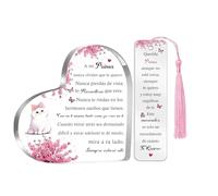 Prima Regalos para Mujeres y Niñas Cumpleaños Signos de Corazón Juego de Marcadores de Libros 2PC Placas Inspiradoras Graduación Recuerdo de Navidad Lindo Gato para Ella Primas del Primos (Prima B)
