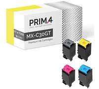 PRIMA4 - MX-C30GT Multipack BKCMY Toner Compatible con Impresora Sharp MX-C250F, MX-C300 Series, MX-C300P, MX-C300W, MX-C301W -6k Paginas - 4 PCS