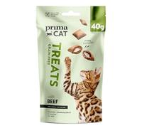 PrimaCat - Golosinas crujientes para Gatos sin Cereales contra Bolas de Pelo, Sabor de Vaca, 18 x 40 g