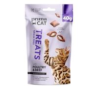 PrimaCat - Golosinas crujientes para Gatos sin Cereales para Piel y Piel, Sabor de Carne y Aves de Corral, 40 g