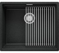 PRIMAGRAN Fregadero bajo Encimera Grafito 56x47cm, Cocina 1 Seno + Sifón + Enrollable Escurridor, Granito al mueble 60cm - Prague S216