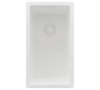 PRIMAGRAN Fregadero bajo Encimera Todo Blanco 26x47cm, Cocina 1 Seno + Sifón, Granito al mueble 30cm - London S161