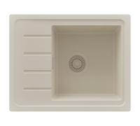 PRIMAGRAN Fregadero Cocina al Mueble 45cm + Kit de desagüe, 55x44cm | Set: Kit de desagüe (sifón, válvula, rebosadero) + Copenhague Easy 1 Seno Granito, Todo Beige