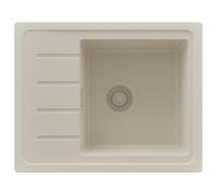 PRIMAGRAN Fregadero Cocina Beige 55x44cm, Granito 1 Seno + Sifón, Sobre encimera al mueble 45cm - Copenhague Easy