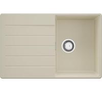PRIMAGRAN Fregadero Cocina Beige 78x50cm, Granito 1 Seno + Sifón, Sobre encimera al mueble 45cm - Copenhague S112